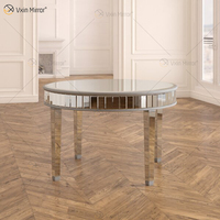 Miroir rond de luxe scandinave table à manger 4 places salle à manger petit socle en bois haut 4 chaises ensemble de table à manger meubles