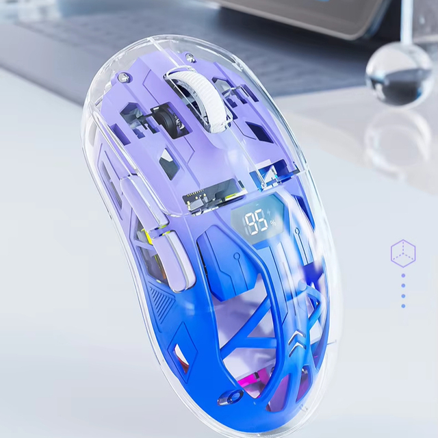 Free Wolf A2 Dual Mode Wireless Mouse RGB Luminous 2.4G Wireless BT Transparent Gaming Computer Office Mouse