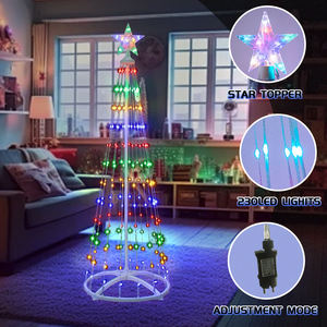 โคมไฟคริสต์มาสรูปทรงเหล็กสี RGB สำหรับอีคอมเมิร์ซข้ามพรมแดน ขายดี พร้อมรีโมทควบคุม ไฟ LED รูปทรงกรวยหมุนได้อัจฉริยะ - Product Image 3