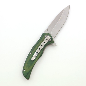 Cuchillos plegables con mango de madera grabado, hoja de acero inoxidable para acampar al aire libre, cuchillo de bolsillo, OEM personalizable - Product Image 3