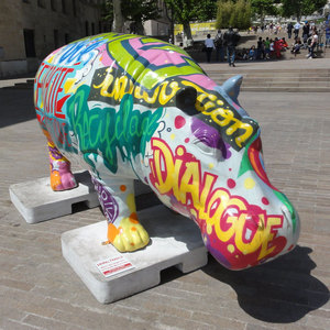 Outdoor Fibreglass <strong>Life</strong> <strong>Size</strong> Hippo <strong>Statue</strong> Resin Hippo Sculpture - Product Image 2