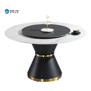 Thiết Kế Hiện Đại Thép Carbon Tự Nhiên Bằng Đá Cẩm Thạch Vòng Bàn Ăn Đặt 6-<span class=keywords><strong>10</strong></span> Chỗ Ngồi 1.35M & 1.5M Kích Thước Cho Nhà Bếp Bữa Ăn Tối - Product Image 1