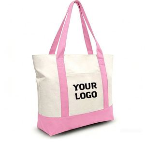 Bolsa de Compras Ecológica de Lona para Mujer, Estilo Moderno, con Bolsillo, Bolsa de Mano de Algodón con Logotipo Personalizado Impreso - Product Image 1