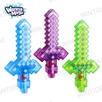 Nouveau design, pistolet à eau transparent Pixel Square Long Sword, jouet lanceur d'eau rétractable pour enfants, vente en gros pour l'été