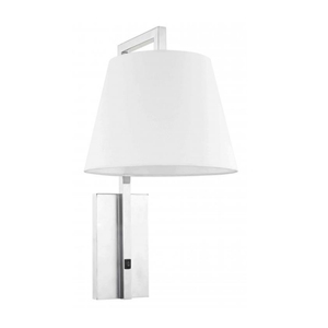 Round Linen off White Color Fabric Lampshade Wall <b>Lamp</b> with Chrome or Brushed Nickel Finished for <b>Bedside</b> Reading <b>Lamp</b> - Product Image 5