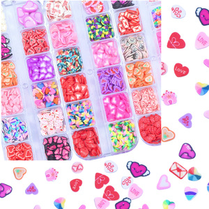 12 Rejillas de Adornos para Uñas de San Valentín, Dijes Románticos de Corazón y Amor, Rodajas de Arcilla Polimérica, Parches para Decoración de Uñas - Product Image 3