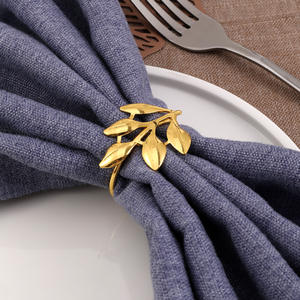 Serviette fermoir feuille rond de serviette anneau de serviette en métal de haute qualité hôtel rond de serviette - Product Image 5