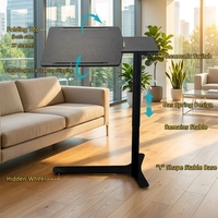 Vente chaude Design Moderne Salon Table Basse En Métal Pneumatique Debout Hauteur Réglable Mobile Overbed Bureau Inclinable
