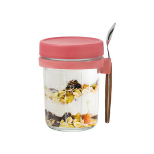 Bocaux d'avoine de nuit portables avec couvercle et cuillère 10 oz 300ml bocaux Mason en verre avec couvercle pour céréales - Product Image 6