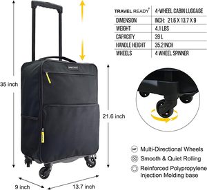 2023 Unisex Modischer faltbarer Geschäfts reise koffer Polyester-Trolley-Gepäck mit Spinner-Caster und Schloss - Product Image 2