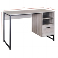 Bureau d'étude et de travail en bois écoresponsable marron moyen, durable, avec 2 étagères ouvertes et 1 grand tiroir, idéal pour ordinateur