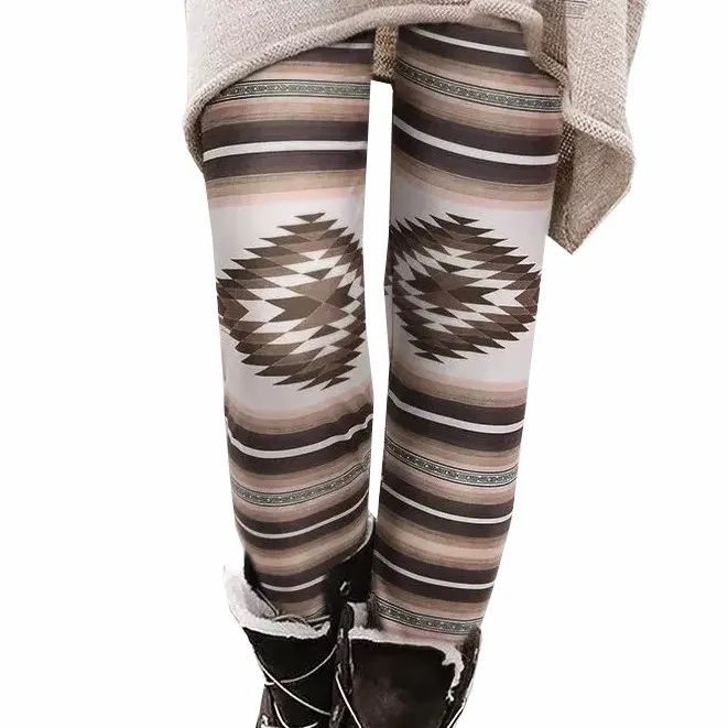 Legging Bercetak Wanita Barat Serape Navajo Retro Etnik Barat AZTEC