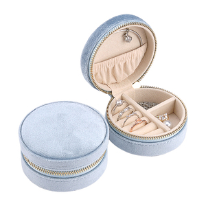 Estuche organizador de almacenamiento <span class=keywords><strong>con</strong></span> logotipo de joyería listo para enviar personalizado <span class=keywords><strong>con</strong></span> cremallera Caja pequeña redond - Product Image 5