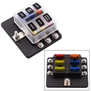 12v Fuse Box Car Boat Automotive 6 Circuit Fuse Block With Cover
