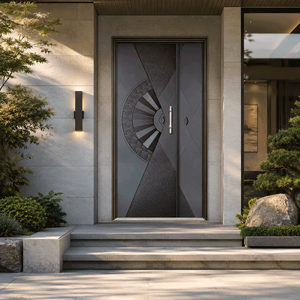 Porte d'entrée moderne, minimaliste, à cadre fin, en aluminium sur mesure, résistante aux impacts de cyclone, insonorisée, à rupture de pont thermique, pare-balles, de qualité professionnelle - Product Image 2