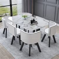 Ensemble de table à manger ronde en marbre luxueux pour l'extérieur 2026, 6 places avec 4 chaises