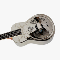 Hot Sale Aiersi Brand Gloss Chrome Plated Hawaii Tree Sandblasted Brass Body Concert 24 InchResonator Ukulele Travel Guitar