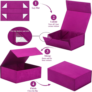 Boîte cadeau pliable en velours violet sur mesure avec fermeture magnétique, boîtes en <span class=keywords><strong>daim</strong></span> pour cadeaux, fêtes nuptiales, mariages, emballage de cadeaux - Product Image 4