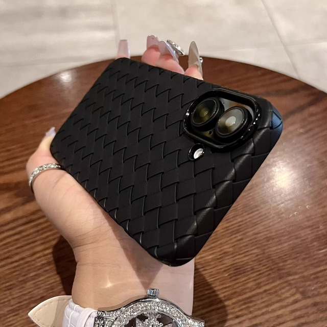 In-Mould Decoration Woven Leather Texture TPU Mobile Phone Case for iphone 16 /16 pro max Slim Business Design Shockproof