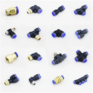 Fabricante pneumático de encaixe, peças pneumáticas de plástico, rosca bsp, empurramento rápido, conexão na mangueira do conector do tubo de ar