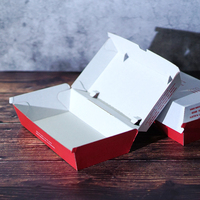 Boîte à hamburger jetable en papier avec couvercle à charnière et logo personnalisé pour la livraison de hamburgers