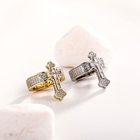 2R24030003 Nouvelle bague croisée tendance pour homme, micro-incrustée de zircon, en laiton, style hip-hop, haut de gamme, élégante, pour couple, fabricant direct