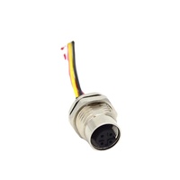 Connecteur M12A-G04 à montage frontal, codage A, mâle, 4 broches, étanche IP67, en laiton plaqué or, droit, pour montage sur panneau