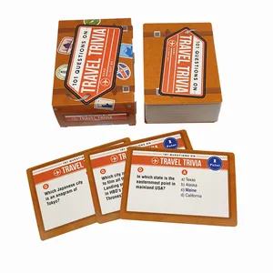 JP083 Manufacturer Supplier Custom Quiz Card Game Printing On 101 Travel Trivia Questions For Kids And Adults