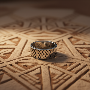 Anillo Unisex de Acero Inoxidable con Diseño de Kuffiya Palestina, Joyería Árabe, Regalo, Anillo de Moda para Uso Diario - Product Image 2