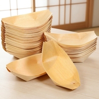 Assiettes jetables classiques en bois en forme de bateau de 7 pouces pour sushis, 50 pièces, pour restaurants, réunions et pique-niques