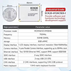 Carte mère embarquée ODM ECK20-6Y28C5E8-I MCIMX6Y2CVM08AB 512 Mo 8 Go 792 MHz, conception MPU, double Ethernet, Linux, qualité industrielle - Product Image 2