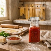 Bouteille en verre portable à couvercle basculant avec poignée, échelle gravée, pot en verre hermétique de qualité alimentaire pour le stockage du miel, de la confiture et des sauces