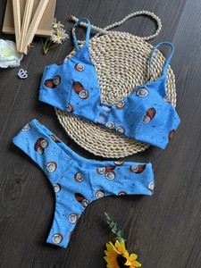 ชุดบิกินี่สีดำล้วนสำหรับผู้หญิง แบบผูกคอ มีเชือกผูกด้านข้าง - Product Image 6