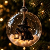 Nouvelle sphère lumineuse transparente de 8 cm pour Halloween, décoration de Noël en plastique, cadeaux fantaisie à succès pour le dropshipping