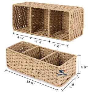 HOT Eco-Friendly Vagusicc 3-Section Water <b>Hyacinth</b> <b>Baskets</b> Durable Hand-Woven Vintage Multifunction Storage for Toiletries Home - Product Image 2