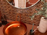 El diseño en forma de V de acero inoxidable y bronce con mosaico de metal es adecuado para paredes interiores