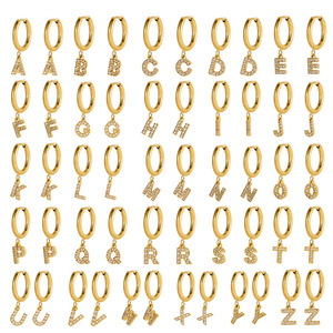 Ciondoli con Lettere e Numeri con Zirconi Cubici | Pendenti con Iniziali in Acciaio Inossidabile Placcato Oro 18K PVD con Zirconi Micro Pavé per la Creazione di Gioielli Fai da Te - Product Image 4