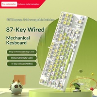 Teclado Mecánico para Juegos con Cable USB de 87 Teclas, Retroiluminado, con Teclas ABS Transparentes de Doble Capa Estilo Pudding de Leche, Personalizable