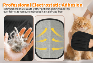Guante removedor de pelo para mascotas de alta calidad, guante electrostático para depilación de mascotas, herramienta removedora de pelo para perros y gatos en negro, azul y verde - Product Image 5