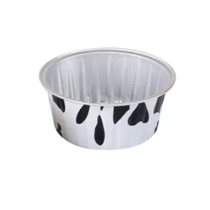 130 ml dùng một lần nướng bánh chảo tròn nhỏ Khay muffin cup thức ăn nhanh nhôm lá mỏng container