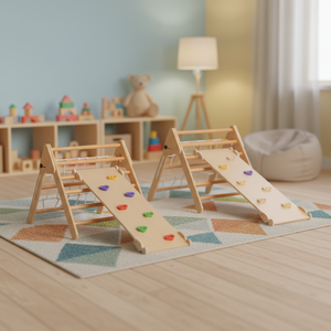 ชุดโครงปีนป่ายไม้สำหรับเด็กเล็ก ดีไซน์แบบมอนเตสซอรี่ ยี่ห้อ OEM รุ่น Pickler Triangle เหมาะสำหรับโรงเรียนอนุบาลและสนามเด็กเล่น - Product Image 4