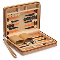 Reise-Backgammon Magnetisches Kunstleder-Backgammon Mini-Spielset Klassisches Brettspiel Magnetische Schachfiguren 9-Zoll-Backgammon-Spiel