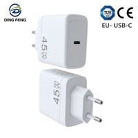 Chargeur rapide GaN PD45W certifié TUV CE avec prise EU Type-C, adaptateur secteur direct usine pour ordinateur portable, iPhone 17, Samsung S24, MacBook Air