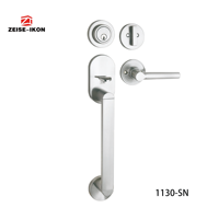 Ensemble de serrures de porte d'entrée en alliage de zinc avec poignée à levier et pêne dormant à cylindre unique, finition chrome noir