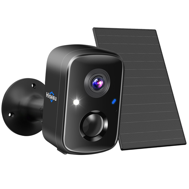 Hiseeu Wireless 4MP Outdoor Solar-Powered Plug-Free WiFi 2K Night Vision Security Camera PIR Human Detection Two-Way Talk