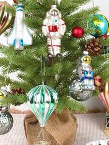 Adorno Navideño de Cristal Personalizable de Lujo con Forma de Cohete de Astronauta y Globo Aerostático, Hecho a Mano, Pequeño Colgante para Árbol de Fiesta - Product Image 4