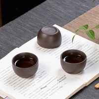 Tasse à thé en céramique mate brun foncé, 4 tailles, 6 pièces, 30 ml, 65 ml, tasse de dégustation chinoise