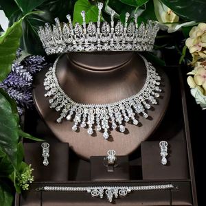 Hibride Dubai ชุดเครื่องประดับเจ้าสาวแบบไนจีเรียสำหรับผู้หญิงชุดเดรส N-1651สีทองคำขาวประดับเพชร CZ ชุดเดรส - Product Image 2