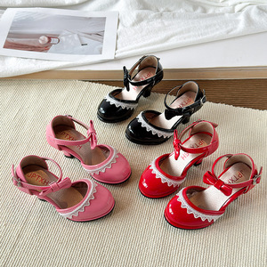 Sandali da <span class=keywords><strong>bambina</strong></span> 2026 Primavera/Estate Nuovo Stile <span class=keywords><strong>con</strong></span> Lacci <span class=keywords><strong>Scarpe</strong></span> in Pelle <span class=keywords><strong>con</strong></span> <span class=keywords><strong>Tacco</strong></span> Alto da Ragazza Moda Colore Unito <span class=keywords><strong>Scarpe</strong></span> da Ballo per Performance - Product Image 1