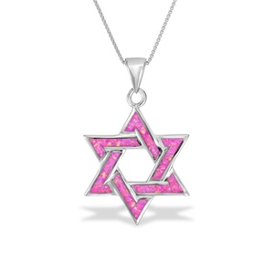 Jüdischer Großhandel Wind Exploitationen Blauer Opal Sechs zackige Stern kette Vergoldeter religiöser Stil Glieder kette Eingelegter Opal - Product Image 5